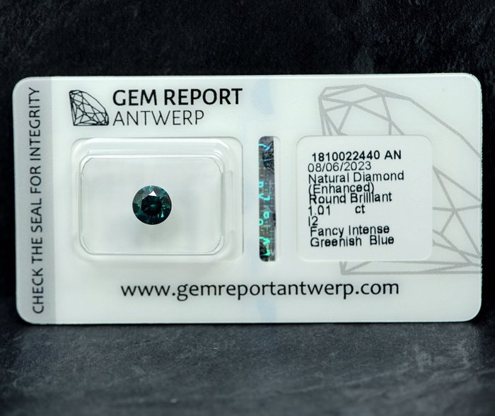 1 pcs Diamant  (Farvebehandlet)  - 1.01 ct - I2 - Gem Report Antwerp (GRA)