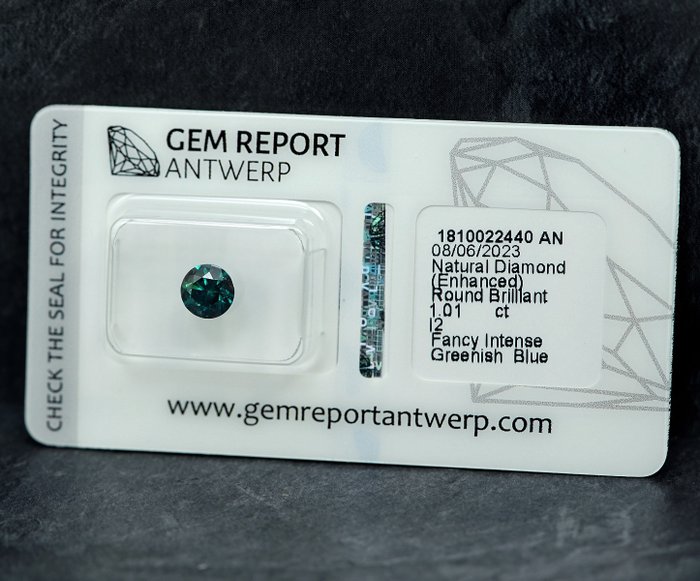 1 pcs Diamant  (Farvebehandlet)  - 1.01 ct - I2 - Gem Report Antwerp (GRA)