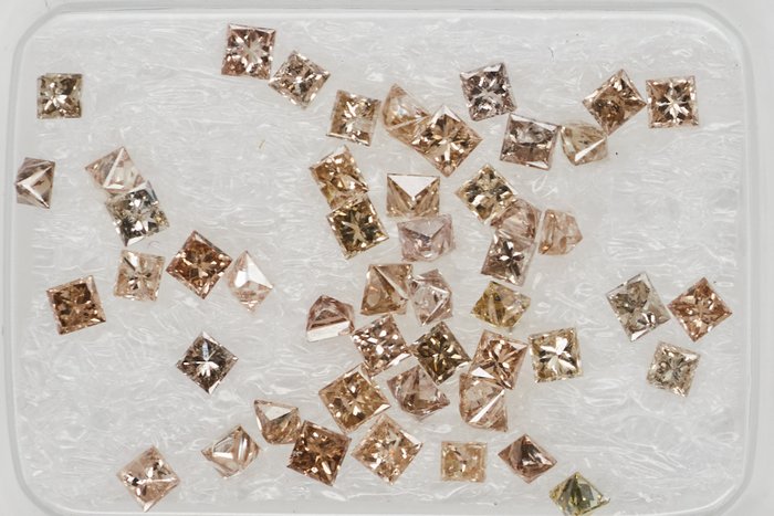 Ingen mindstepris - 49 pcs Diamant  (Naturfarvet)  - 1.16 ct Blandet brun - I3, VS1 - Gem Report Antwerp (GRA)