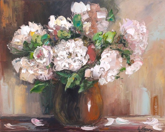 Aneta Karpezo (XX-XXI) - Peonies flowers in a vase