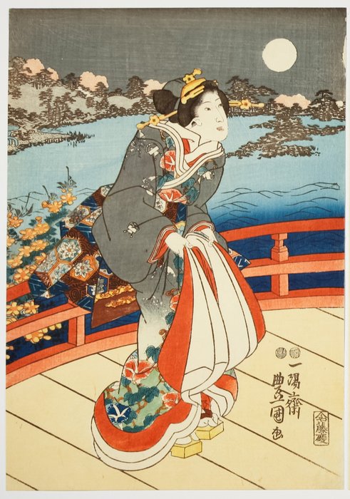 'A Spring Night' 源氏　春の夜 - Toyokuni III Utagawa (1786-1865) - Japan -  Edo-perioden (1600-1868)