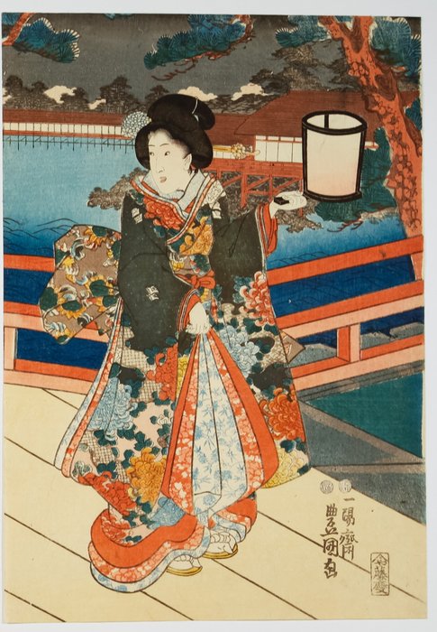 'A Spring Night' 源氏　春の夜 - Toyokuni III Utagawa (1786-1865) - Japan -  Edo-perioden (1600-1868)