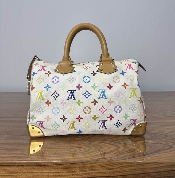 Louis Vuitton - LV x Takashi Murakami Speedy Monogram 30 White Multicolor - Håndtaske