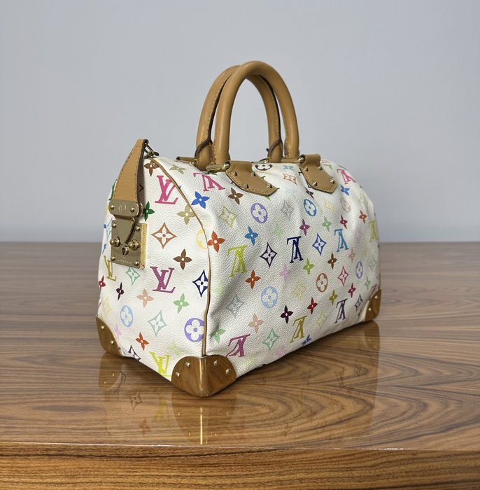 Louis Vuitton - LV x Takashi Murakami Speedy Monogram 30 White Multicolor - Håndtaske