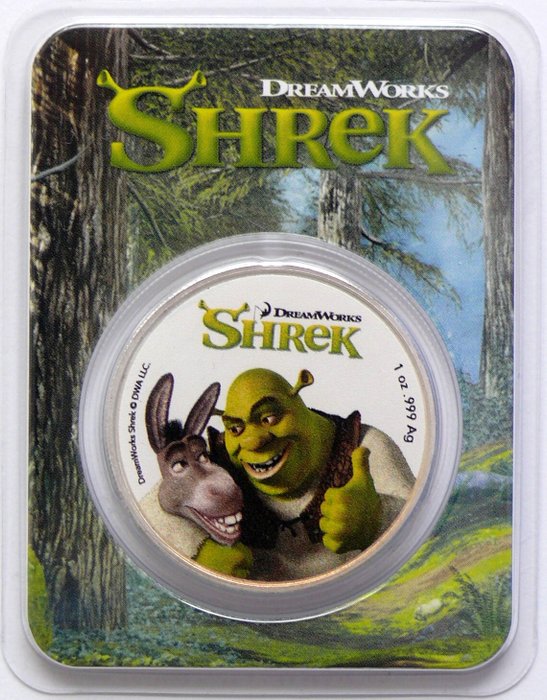 Tuvalu. 2 Dollars 2021 Shrek in Coincard, 1 Oz  (Ingen mindstepris)