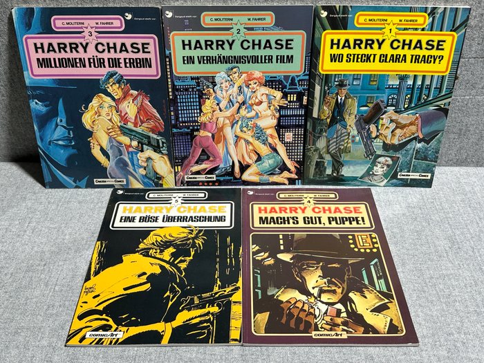 Harry Chase with sketch and signature by W. Fahrer - Harry Chase - 5 Signed comic - Flere udgaver