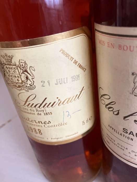 1989 x2 Clos l' Abeilley  1988 Château Suduiraut - Bordeaux, Sauternes - 3 Flasker (0,75 L)