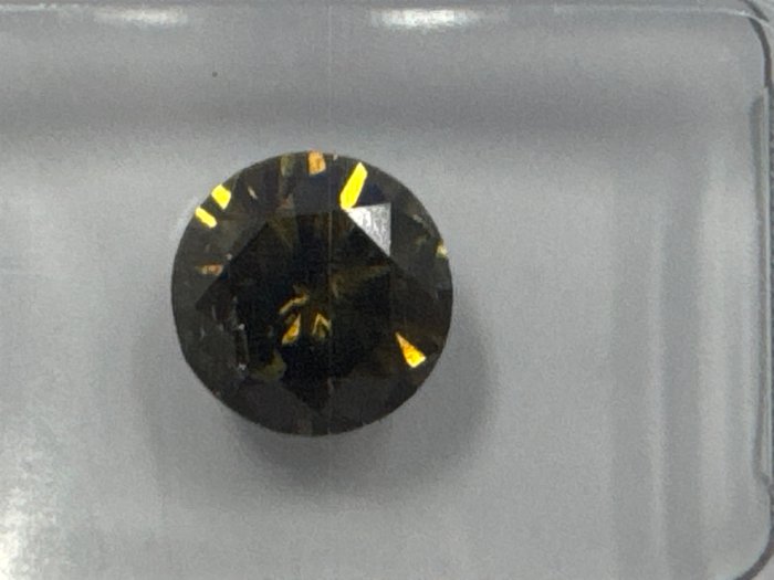 Ingen mindstepris - 1 pcs Diamant  (Naturfarvet)  - 1.43 ct - Rund - Fancy dark Brunlig, Grønlig, Gul - I1 - International Gemological Institute (IGI)