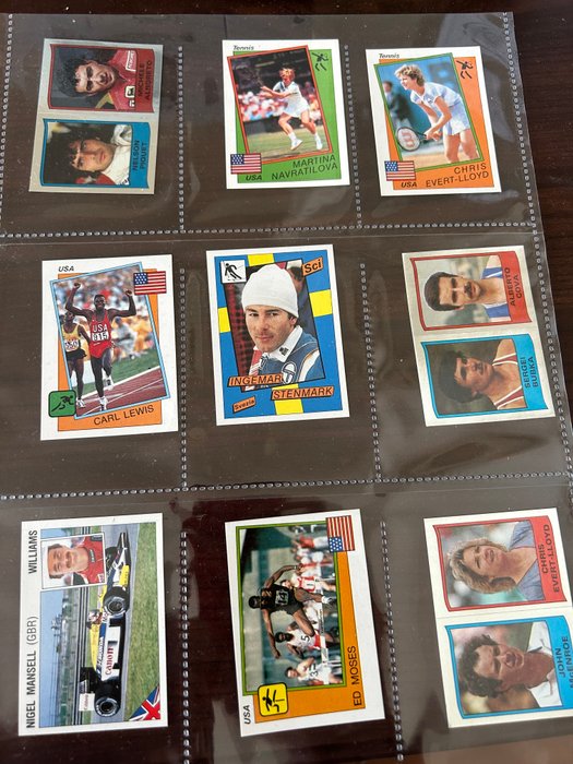 Panini - Supersport - Lewis/Piquet/Cris Evert/Navratilova etc - 9 Loose stickers