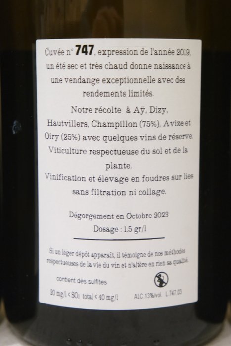 Jacquesson Cuvée n° 747 - Champagne Extra Brut - 3 Flasker (075 L)