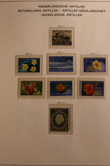 Hollandske Antiller 1949/1985 - Samling i Schaubek preprint album + løse Davo ark