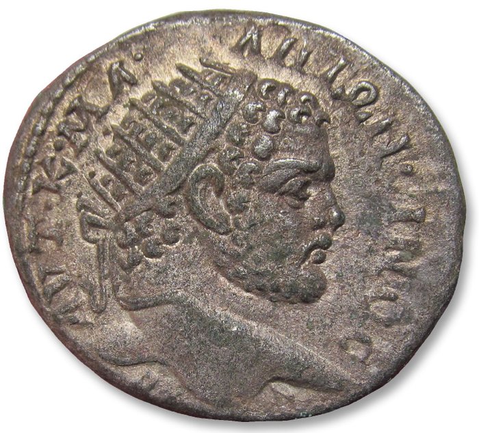 Romarriket. Caracalla (AD 198-217). Tetradrachm MESOPOTAMIA, Carrhae mint circa 215-217 A.D. - variety with crescent symbol