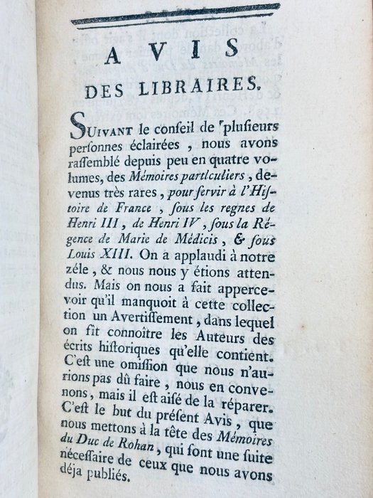 Duc de Rohan - Memoires sur les Choses Advenues depuis la mort de Henri V jusqu'à la paix de 1629. Voyage en Italie - 1638