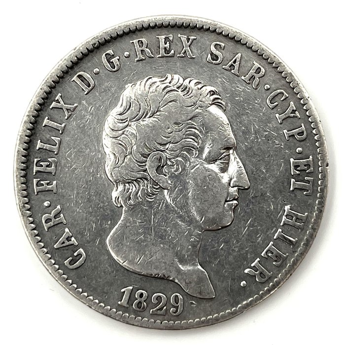 Italien Kongeriget af Sardinien Carlo Felice di Savoia (1821-1831) 5 Lire 1829 - Genova  (Ingen mindstepris)