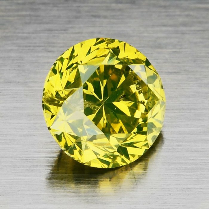 Diamant - 1.01 ct - Rund - Fancy Vivid Green-Yellow - I1