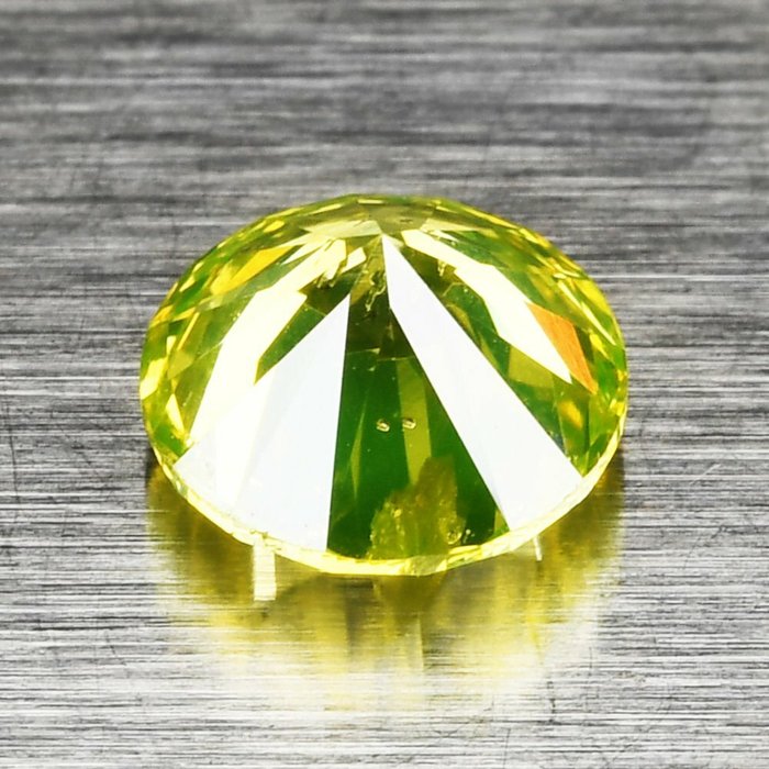 Diamant - 1.01 ct - Rund - Fancy Vivid Green-Yellow - I1