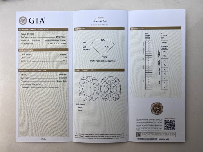 1 pcs Diamant  (Natur)  - 1.01 ct - Pude - D (farveløs) - VS2 - Gemological Institute of America (GIA)