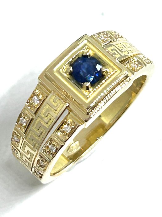 Ring - 18 kraat Gulguld -  0.46ct. tw. Safir - Diamant