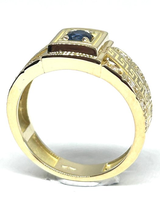 Ring - 18 kraat Gulguld -  0.46ct. tw. Safir - Diamant