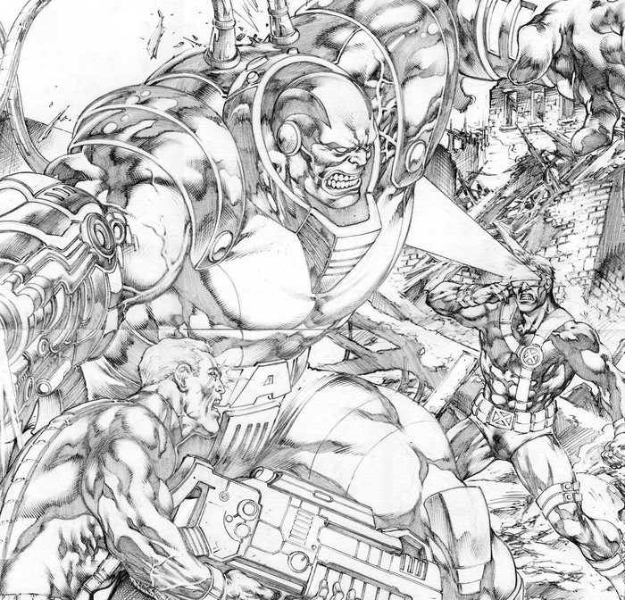 Jose Luis - 1 Original drawing - X-Men - Cable et Cyclops vs Apocalypse - 2015