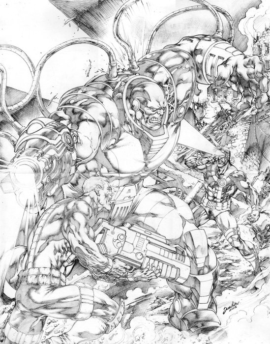 Jose Luis - 1 Original drawing - X-Men - Cable et Cyclops vs Apocalypse - 2015