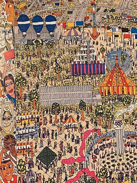 James Rizzi (1950-2011) - A village for the world - Olympic Games 1996, hand signed