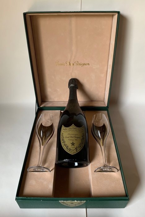 1985 Dom Pérignon Giftbox with 2 branded Dom Perignon glasses - Champagne Brut - 1 Flaske (075L)