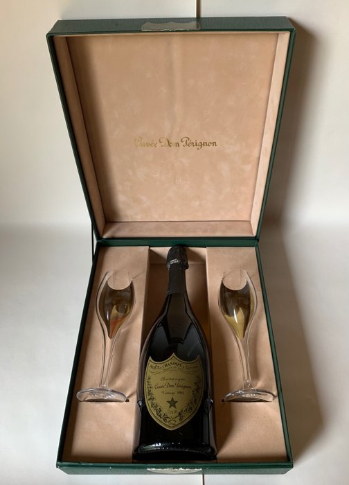 1985 Dom Pérignon Giftbox with 2 branded Dom Perignon glasses - Champagne Brut - 1 Flaske (075L)