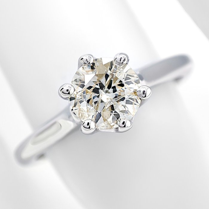 Ring - 14 karat Hvidguld -  0.67ct. tw. Gul Diamant (Naturfarvet)