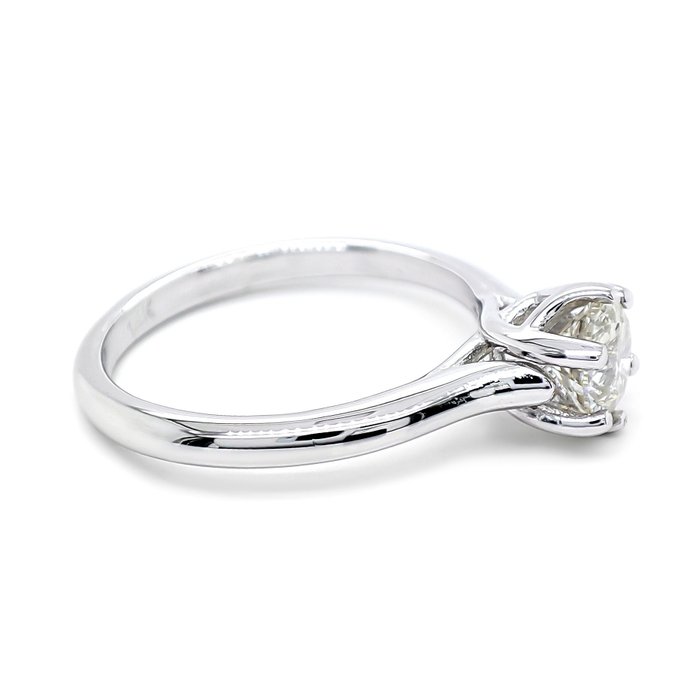 Ring - 14 karat Hvidguld -  0.67ct. tw. Gul Diamant (Naturfarvet)