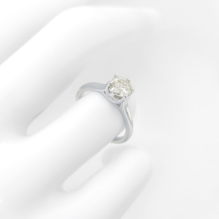 Ring - 14 karat Hvidguld -  0.67ct. tw. Gul Diamant (Naturfarvet)