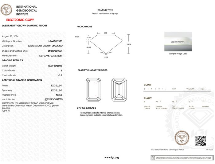 Ingen mindstepris - Halskæde med vedhæng - 18 kraat Hvidguld -  10.09ct. tw. Diamant (Laboratoriedyrket)