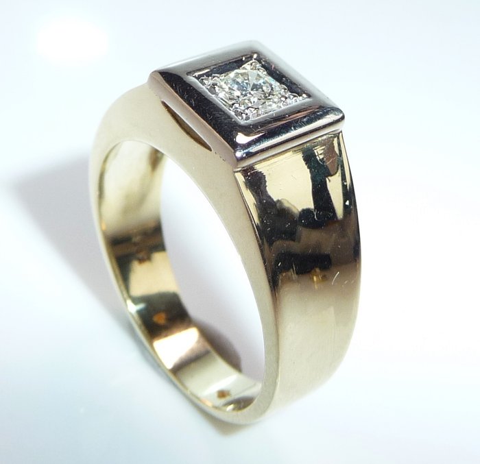 Ring - 14 karat Gulguld, Hvidguld -  0.27ct. tw. Diamant (Natur)  - Størrelse 60 udskiftelig - elegant