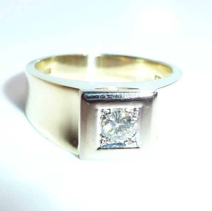 Ring - 14 karat Gulguld, Hvidguld -  0.27ct. tw. Diamant (Natur)  - Størrelse 60 udskiftelig - elegant