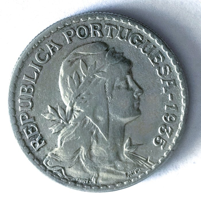 Portugal Republic 1 Escudo - 1935 - Alpaca - Muito Rara