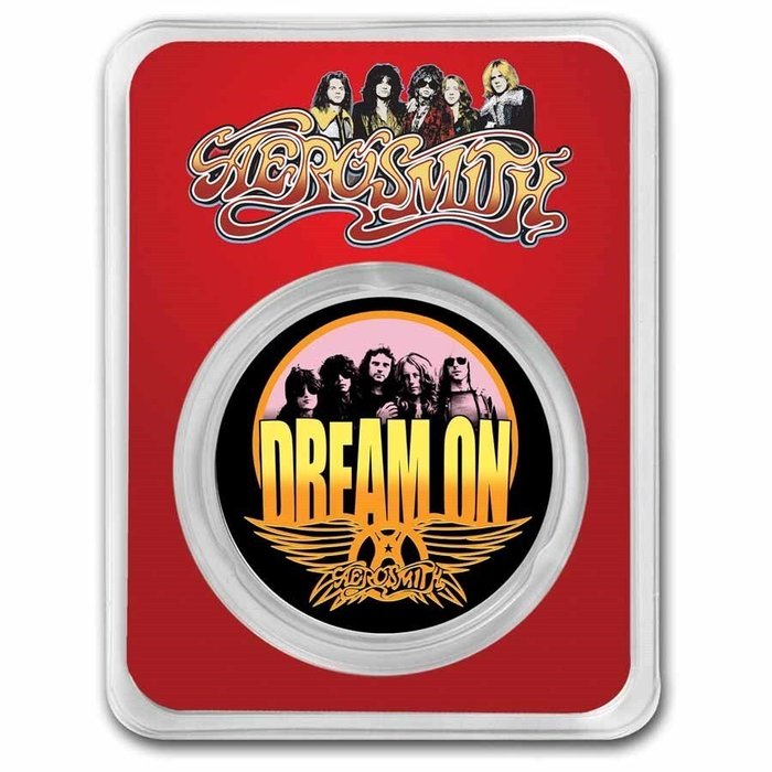 Niue. 2 Dollars 2023 Aerosmith Dream On - Color Blister, 1 Oz (.999)  (Ingen mindstepris)