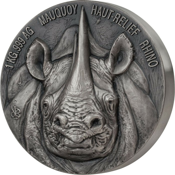 Elfenbenskusten. 10.000 Francs 2020 Rhino Big Five Mauquoy 1 Kg  (.999)