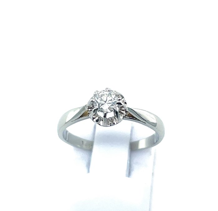 Forlovelsesring - 14 karat Hvidguld -  0.17ct. tw. Diamant (Natur)  - Tidløs Dia Solitaire 52