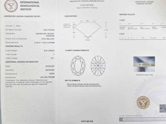 Forlovelsesring - 18 kraat Hvidguld -  8.50ct. tw. Diamant (Laboratoriedyrket)