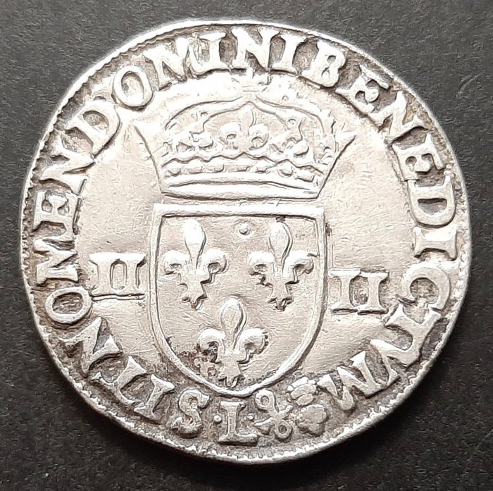 Frankrig Henri III (1574-1589) 1/4 Ecu de face 1584-L Bayonne