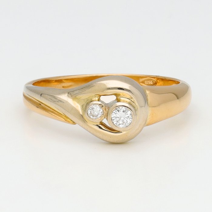 Ingen mindstepris - Ring - 18 kraat Gulguld Hvidguld Diamant (Natur)