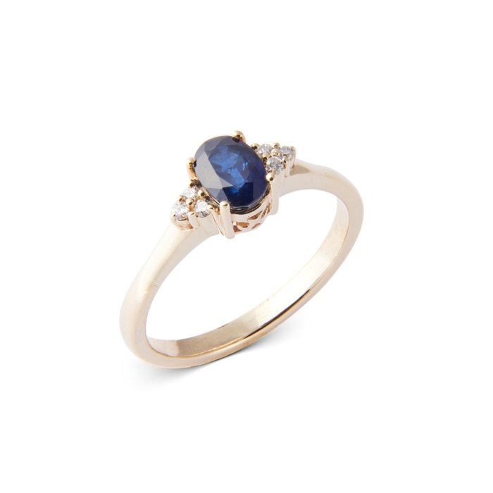 Cocktailring - 18 kraat Gulguld -  1.10ct. tw. Safir - Diamant - Diamant Safir Ring 63