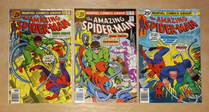 The Amazing Spider-Man #157 #158 #159 - Complete 3-part Doctor Octopus story - 3 Comic - Første udgave - 1976