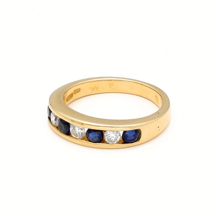 Ingen mindstepris - Ring - 14 karat Gulguld -  0.27ct. tw. Diamant (Natur)  - Safir