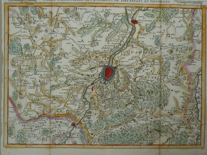 Belgien - Bruxelles / Vilvoorden; G Dheulland - Carte particuliere des environs de Bruxelles et Vilvorden - 1721-1750