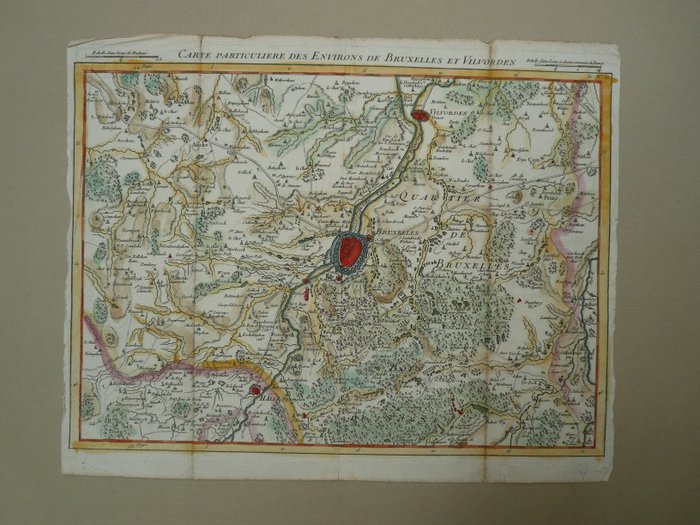 Belgien - Bruxelles / Vilvoorden; G Dheulland - Carte particuliere des environs de Bruxelles et Vilvorden - 1721-1750