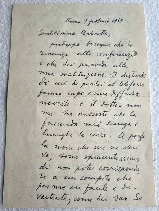 Mino Maccari - Lettera autografa - 2 pagine f/r - 1959