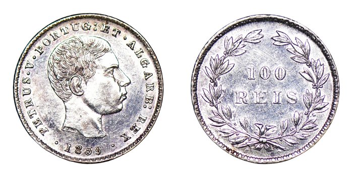 Portugal D Pedro V (1853-1861) 100 Reis 1859