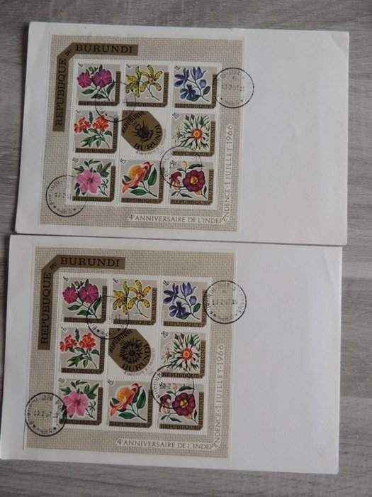 Burundi 1967 - Blomster - Hele blokke X 2 takkede - Ikke takkede - FDC