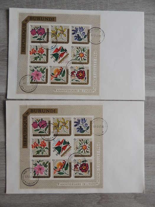 Burundi 1967 - Blomster - Hele blokke X 2 takkede - Ikke takkede - FDC